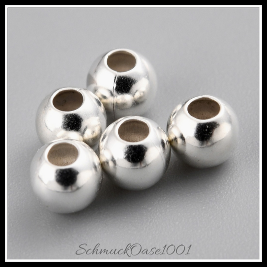 Messing-abstandshalterkugeln, langlebig plattiert, rund, 925 sterling versilbert – 50 stk. in den farben messing, langlebig plattiert, rund, 925 sterling versilbert