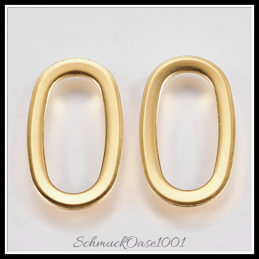 304 edelstahl verbinderringe, oval, edelstahl farbe, 20 stk., aus edelstahl in der farbe 304 edelstahl und größe 17x8.5x1.5 mm, bohrung: 3.5x12 mm