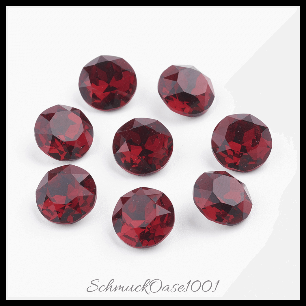 K9 glasrhinestone cabochons – klasse a – facettiert – flachrund – farbig – 10mm – 24 stück, in der farbe k9 glasrhinestone, klasse a, facettiert, flachrund