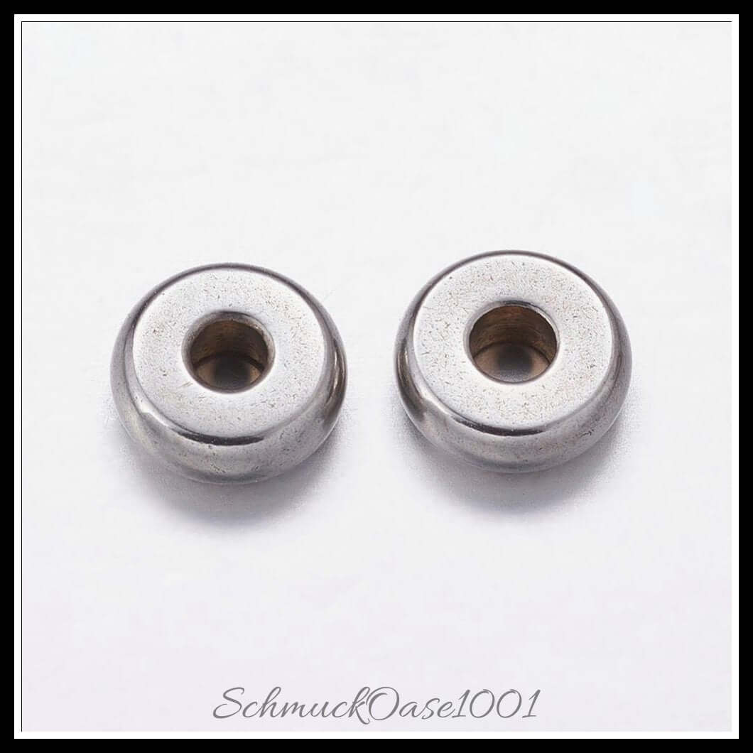 Edelstahlperlen – trommel / 4–7x2 mm – 30–100 stück, in der farbe edelstahl 304, trommel, perfekt für die herstellung individueller ketten und armbänder