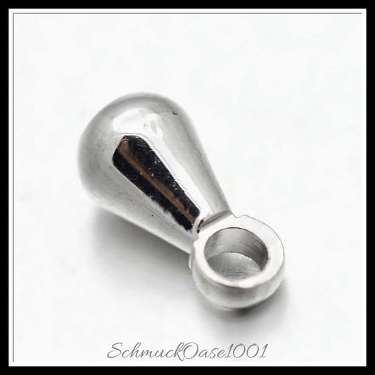 304 edelstahl endstücke – dropform / 6x3 mm / 25 stück, in der farbe edelstahl farbe