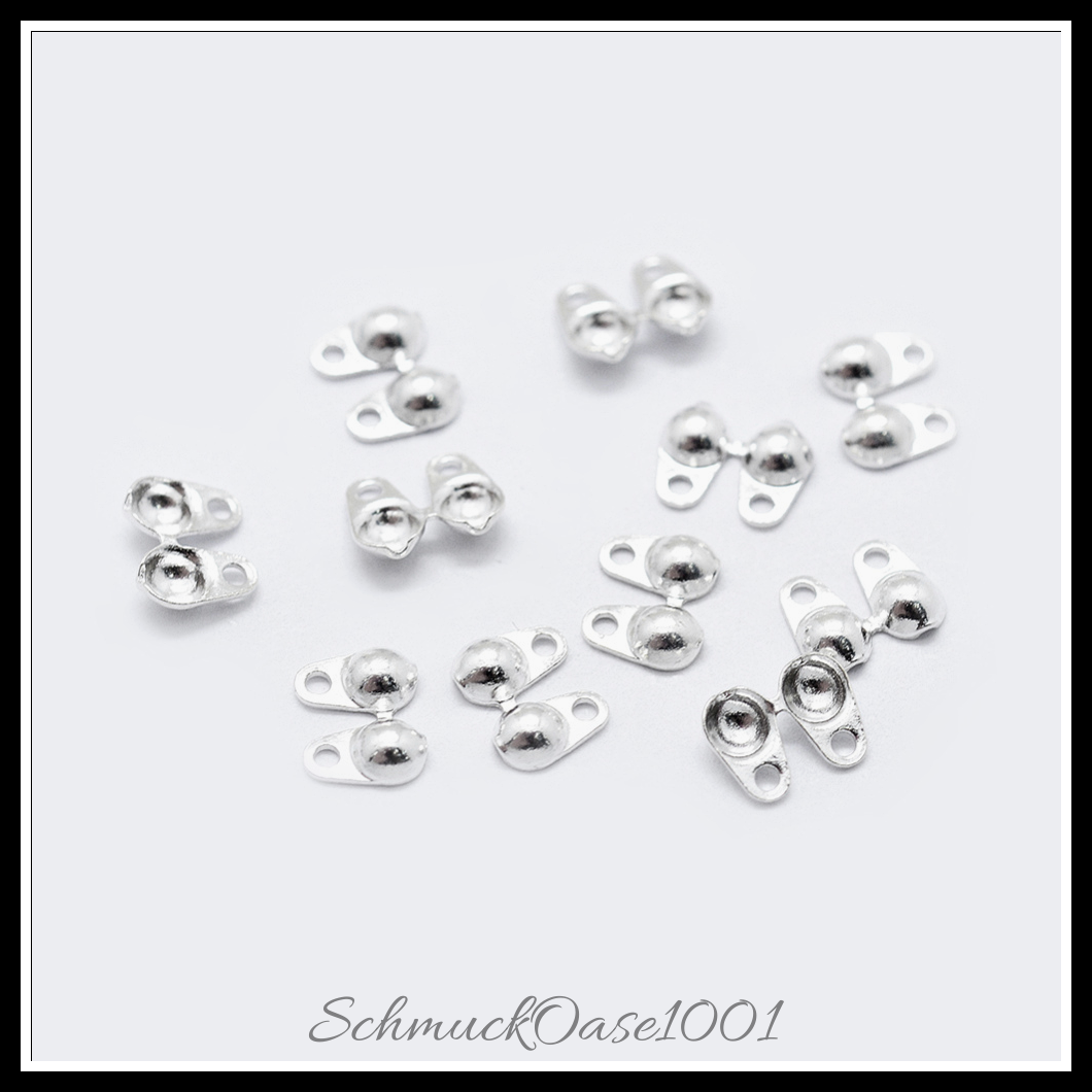 925 sterling silber knotenabdeckungen, silber – 10 stk., aus silber in der farbe 925 sterling silber, perle, knotenabdeckungen und größe 4x5x1.2 mm, bohrung: 0.8 mm, innendurchmesser: 2 mm