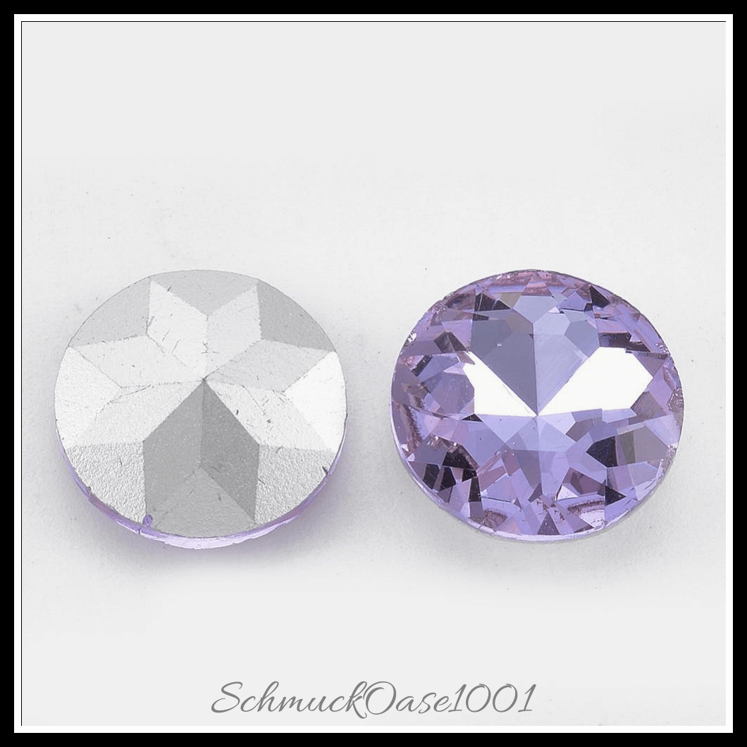 Similistein glas strass cabochons – facettiert – flachrund – blaugrün – 14mm – 40 stück, in der farbe glas strass, similistein, zurück vernickelt, facettiert, flachrund