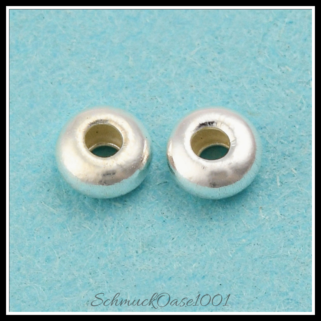 925 sterling silber zwischenperlen, donut, silber – 50 stk.