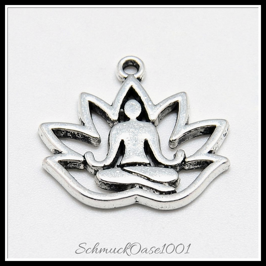 Tibetischer stil legierung anhänger, lotus, antik silber, 100 stk. in den farben legierung, cadmiumfrei, bleifrei