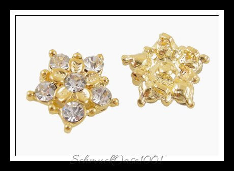 Legierung strass multi-strang-links – blume / 17x18x5.5 mm – 6 stück, in der farbe legierung, strass, blume, multistrangverbinder, klasse a, geeignet für verbindungen in schmuckdesigns