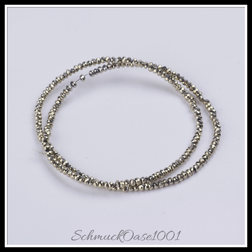 Facettierte rondelle – galvanisierte glasperlen, in schwarz,rot,grün,vergoldet-2 stränge, aus grün überzogen in der farbe glas, galvanisiert, voll plattiert, facettiert, rondell und größe 3x2 mm bohrung: 0.5 mm ca. 148 stk pro strang 14.9 zoll 2 stränge, ausdrucksstark und ideal für auffällige designs
