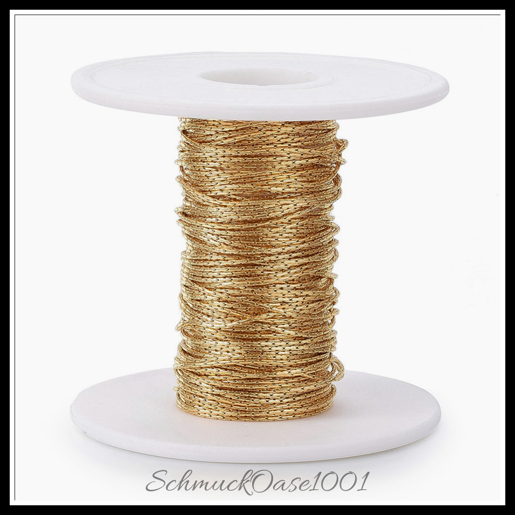 304 edelstahl-cardano-kette, gelötet, mit spule, ionenbeschichtet – gold, 2 m