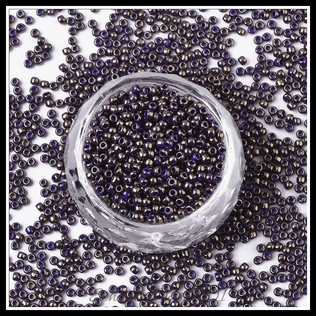 Toho runde rocailles – 11/0 – japanische rocailles – (1706) vergoldet – marmor schwarz – 20g, in der farbe glas, toho, rund, 11/0, vergoldet, marmoriert