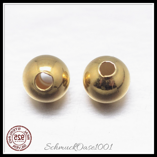 925 sterling silber abstandshalter, rund, vergoldet – 14 stk., in der farbe 925 sterling silber, abstandshalter, rund, echt 18k vergoldet