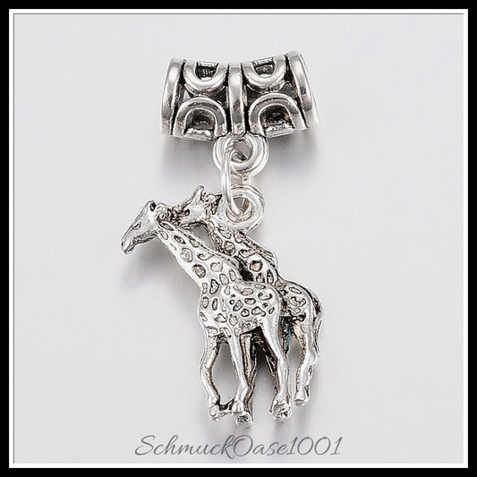 Tibetischer stil aluminium anhänger & charms, giraffe, antik silber, 4 stk. in den farben aluminium