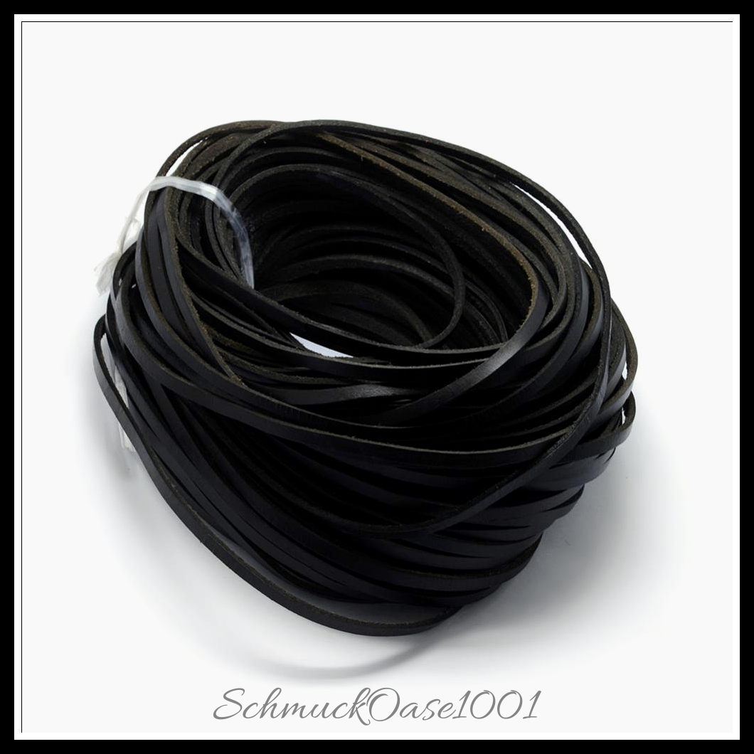 Flaches lederband, schwarz, 5x3 mm, 3 meter in den farben leder