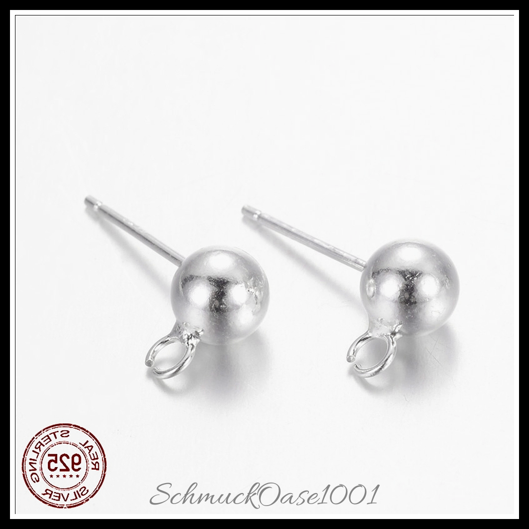 925 sterling silber ohrstecker, rund – 2 paar in den farben 925 sterling silber, ohrstecker, rund