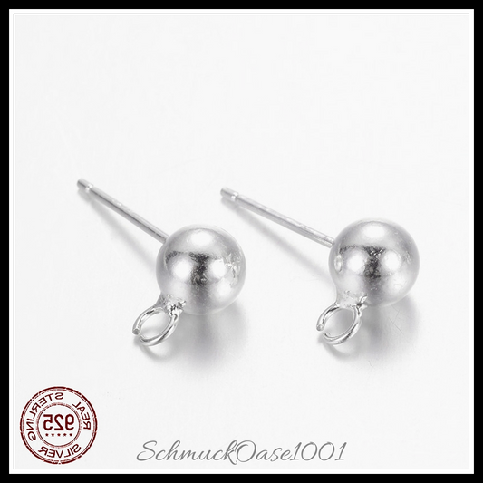925 sterling silber ohrstecker, rund – 2 paar in den farben 925 sterling silber, ohrstecker, rund