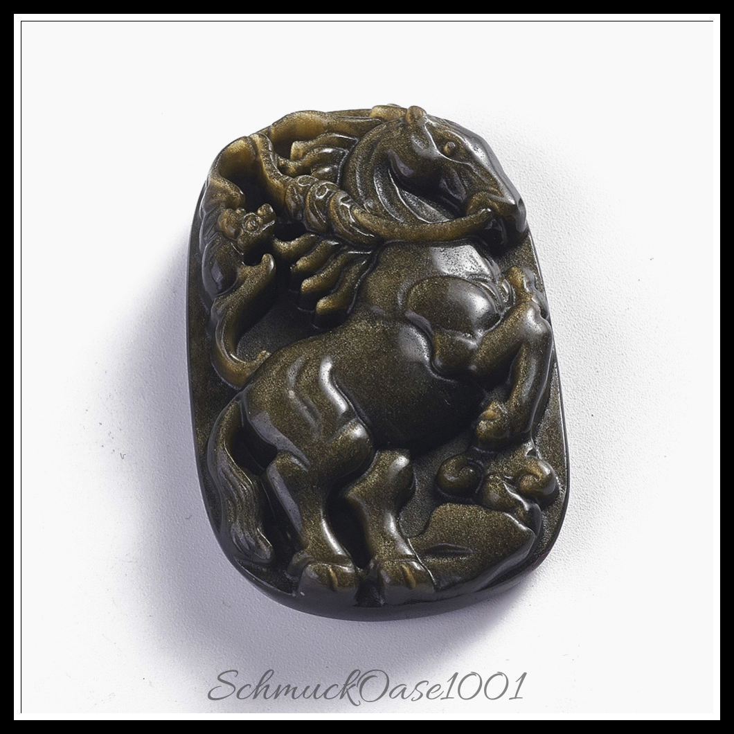Natürliche goldene schein obsidian anhänger, tier-form, 1 stk., in der farbe natürlicher obsidian