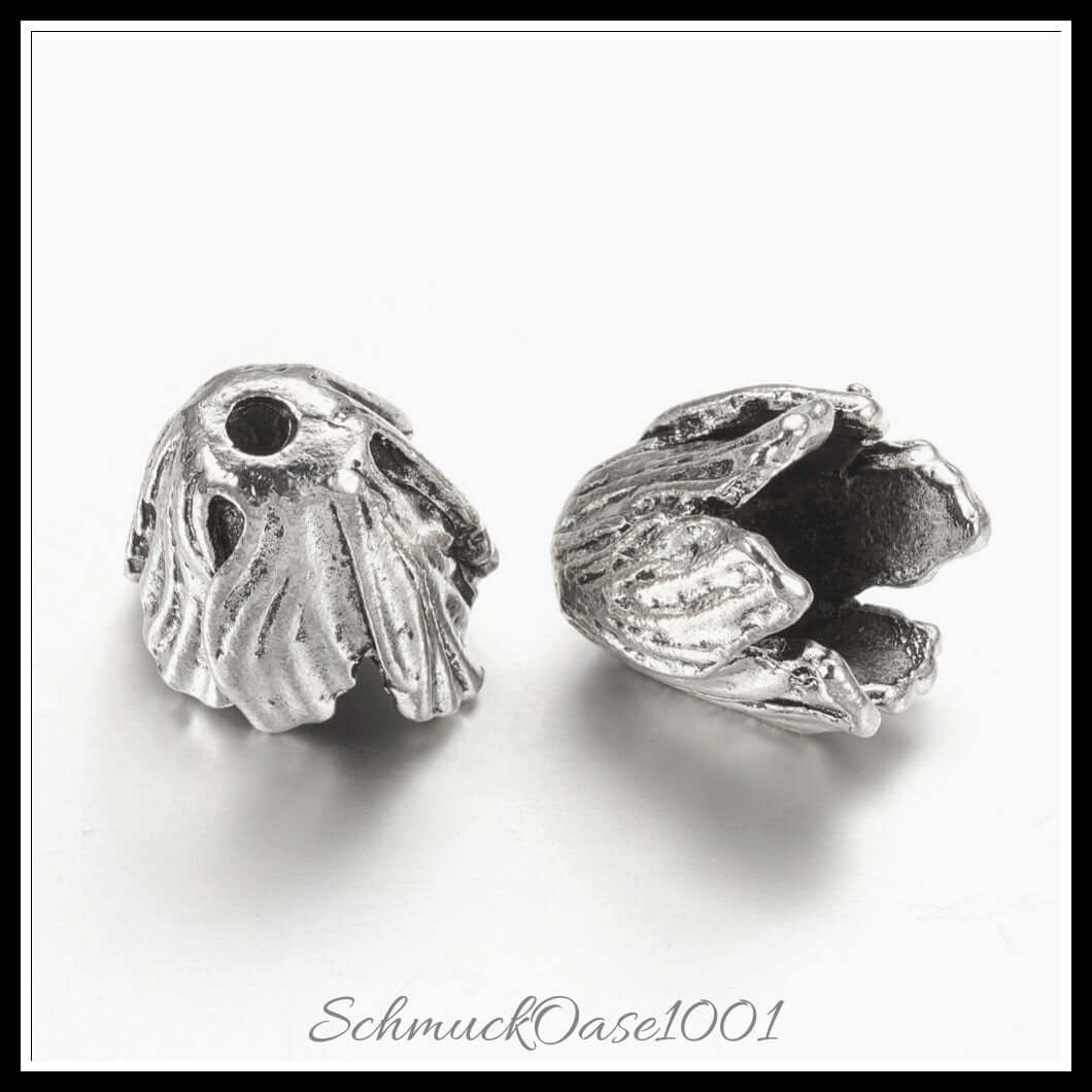 Tibetische perlenkappen & kegel – blume / 16x18x18 mm – 8–10 stück, zusätzliches detailbild, perfekt für die herstellung individueller ketten und armbänder