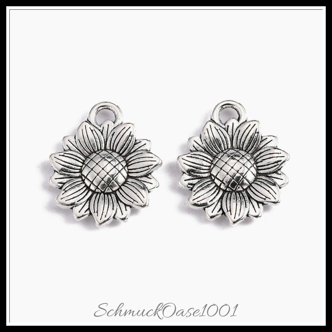 Tibetischer stil anhänger, sonnenblume, antik silber, 30 stk. in den farben legierung, cadmiumfrei, bleifrei