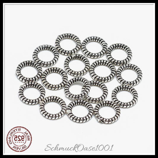 Thailändische 925 sterling silber verbindungsringe, antik silber – 5 stk. in den farben thailändisches 925 sterling silber, verbindungsringe, antik silber