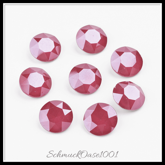 Glas strass cabochons – klasse a – facettiert – flachrund – imitatorischer jade stil – capri blue – 10mm – 24 stück, in der farbe glas strass, klasse a, imitatorischer jade stil, facettiert, flachrund