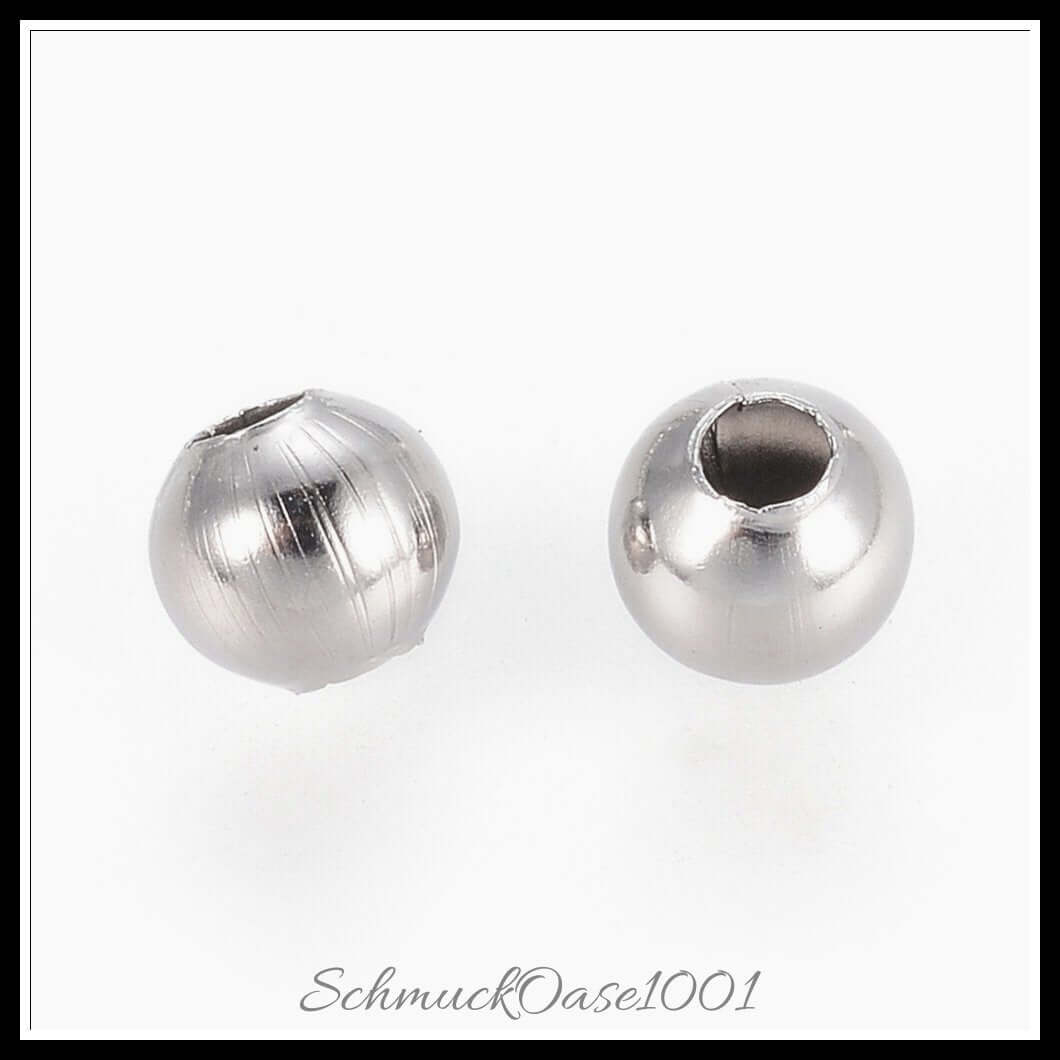 Edelstahlperlen – rund / ø5–6 mm – 100 stück, zusätzliches detailbild, perfekt für die herstellung individueller ketten und armbänder