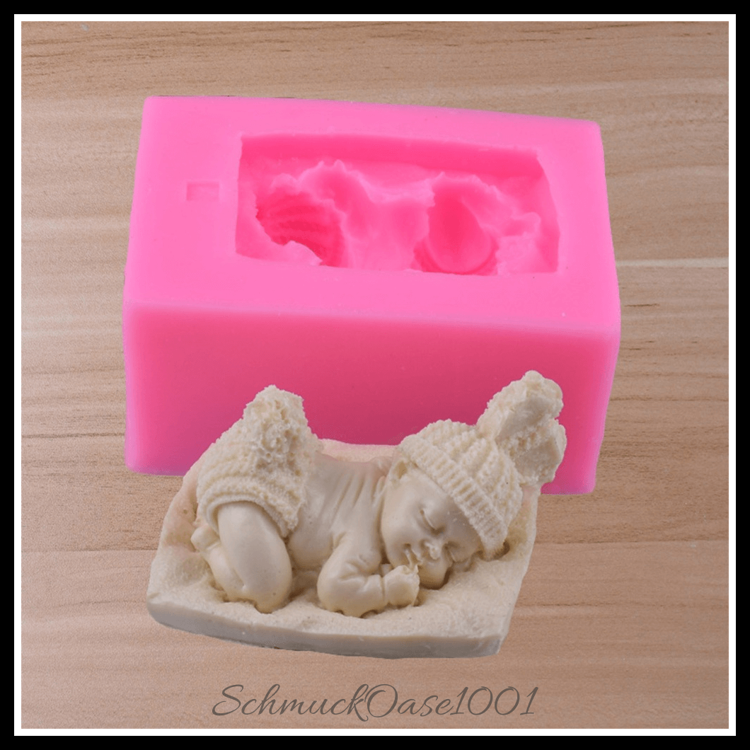 Diy 3d baby silikonform für harz – neon rosa, 86x62x42 mm (1 stk.), in der farbe neon rosa