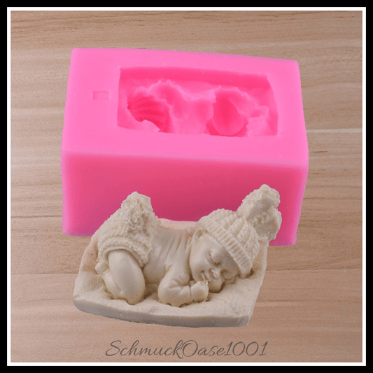 Diy 3d baby silikonform für harz – neon rosa, 86x62x42 mm (1 stk.), in der farbe neon rosa