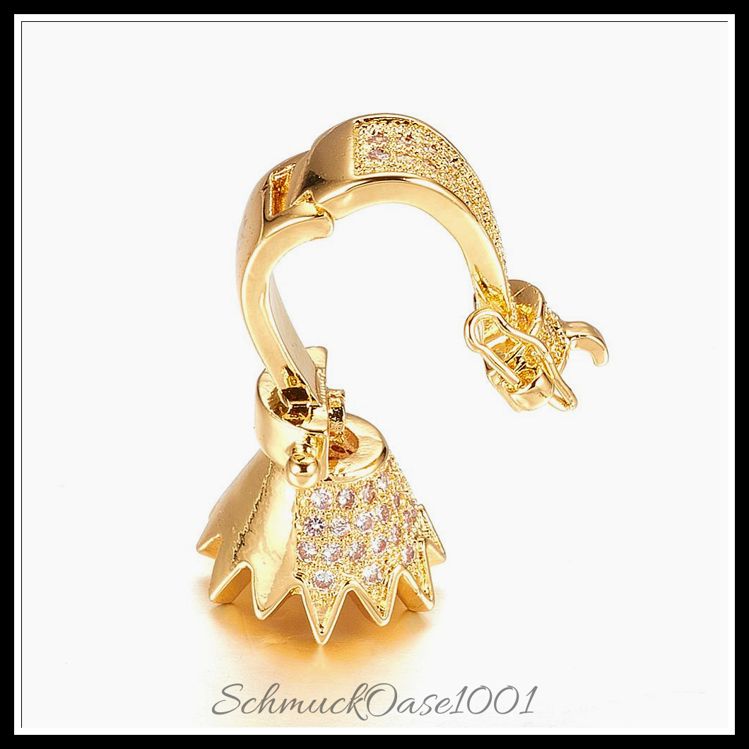 Messing mikro-pflastern zirkonia twister spangen, golden – 2 stk., aus gold in der farbe messing, spangen, mikro-pflastern, zirkonia, twister, golden und größe 22x11 mm, bohrung: 6x10 mm, perfekt für die herstellung individueller ketten und armbänder