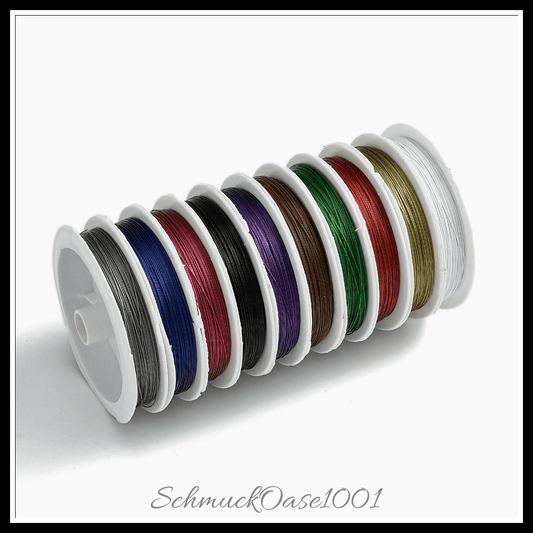 Tiger schwanz draht – nylonbeschichteter stahl – dunkel goldrute – 0.38mm – 10m – 1 rolle, in der farbe nylonbeschichteter stahl, tiger schwanz draht