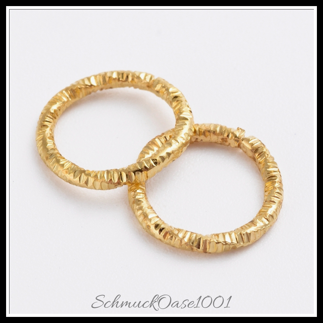 Eisen-biegeringe, strukturiert & verlötet – verschiedene farben, aus golden in der farbe eisen, strukturiert, verloetet und größe 10x1 mm 18 gauge innendurchmesser: 7.5 mm 1 beutel 40 stk