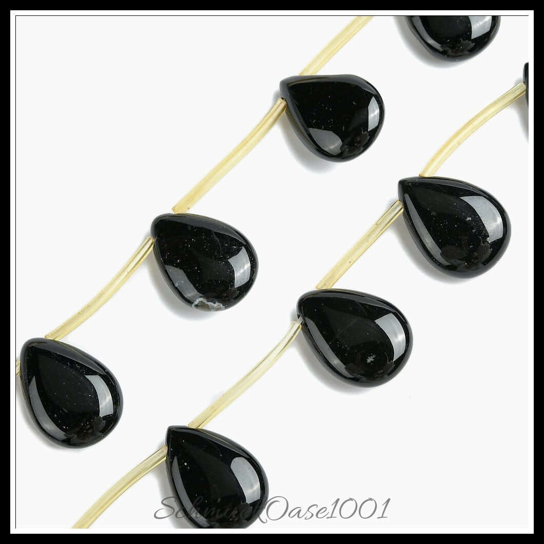 Natursteinperlenstränge – schwarzer onyx träne / 18x13x6 mm / 1 strang, in der farbe schwarz, ausdrucksstark und ideal für auffällige designs