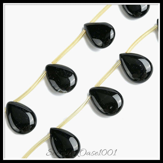 Natursteinperlenstränge – schwarzer onyx träne / 18x13x6 mm / 1 strang, in der farbe schwarz, ausdrucksstark und ideal für auffällige designs