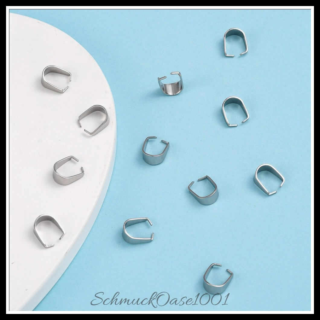 Snap-on bails – edelstahl / 10x7x5 mm / 30 stück, aus edelstahl 304 / snap-on bail in der farbe edelstahl farbe und größe 10x7x5 mm / 30 st.