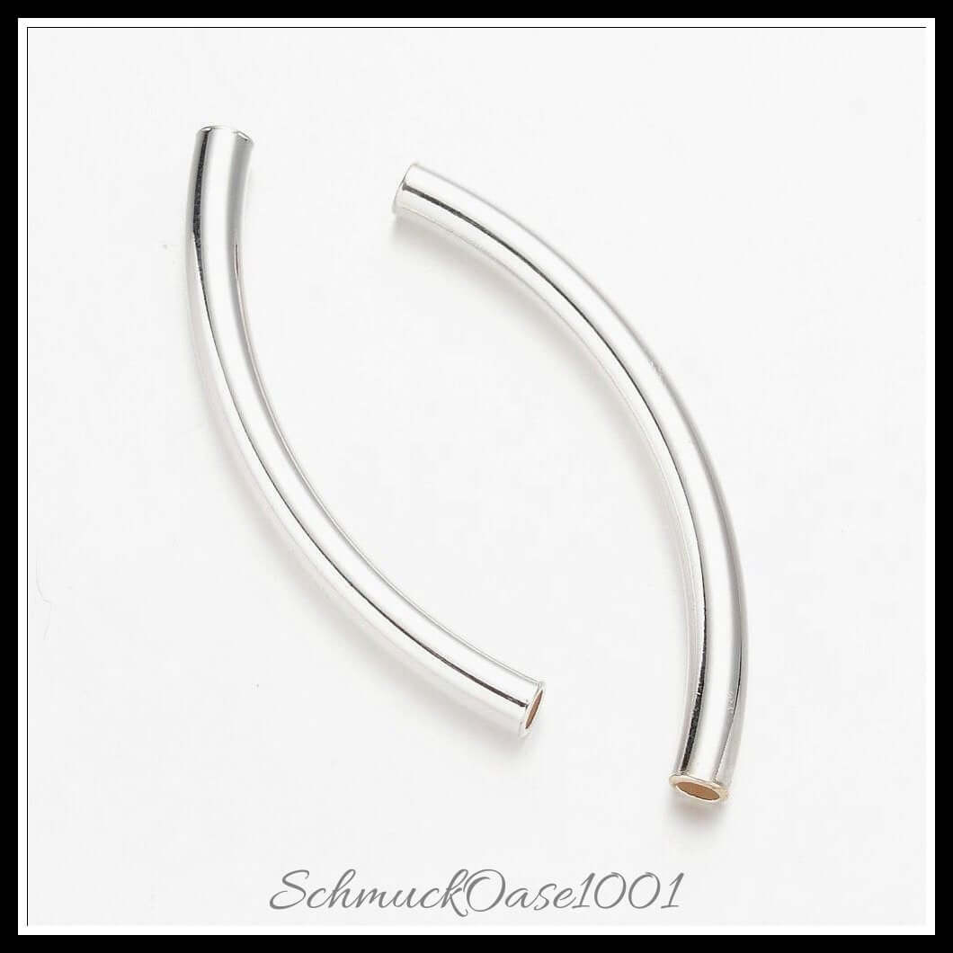 Messingrohrperlen – gebogen / 50x4 mm – 14 stück, in der farbe messing, gebogen, echt platiniert, perfekt für die herstellung individueller ketten und armbänder
