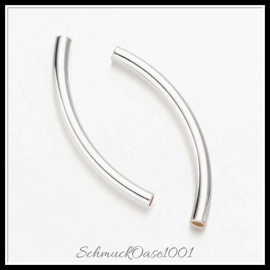 Messingrohrperlen – gebogen / 50x4 mm – 14 stück, in der farbe messing, gebogen, echt platiniert, perfekt für die herstellung individueller ketten und armbänder