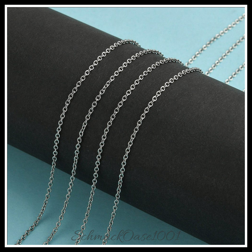 304 edelstahl-kabelketten, gelötet, oval – edelstahl farbe- 0.4 mm, 3 meter in den farben edelstahl 304, kabelkette, gelötet, oval und größen edelstahl farbe