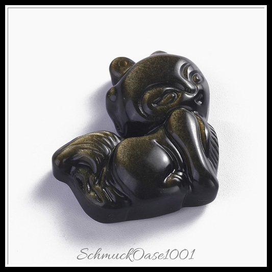 Natürliche goldene schein obsidian anhänger, tier-form, 1 stk., in der farbe natürlicher obsidian