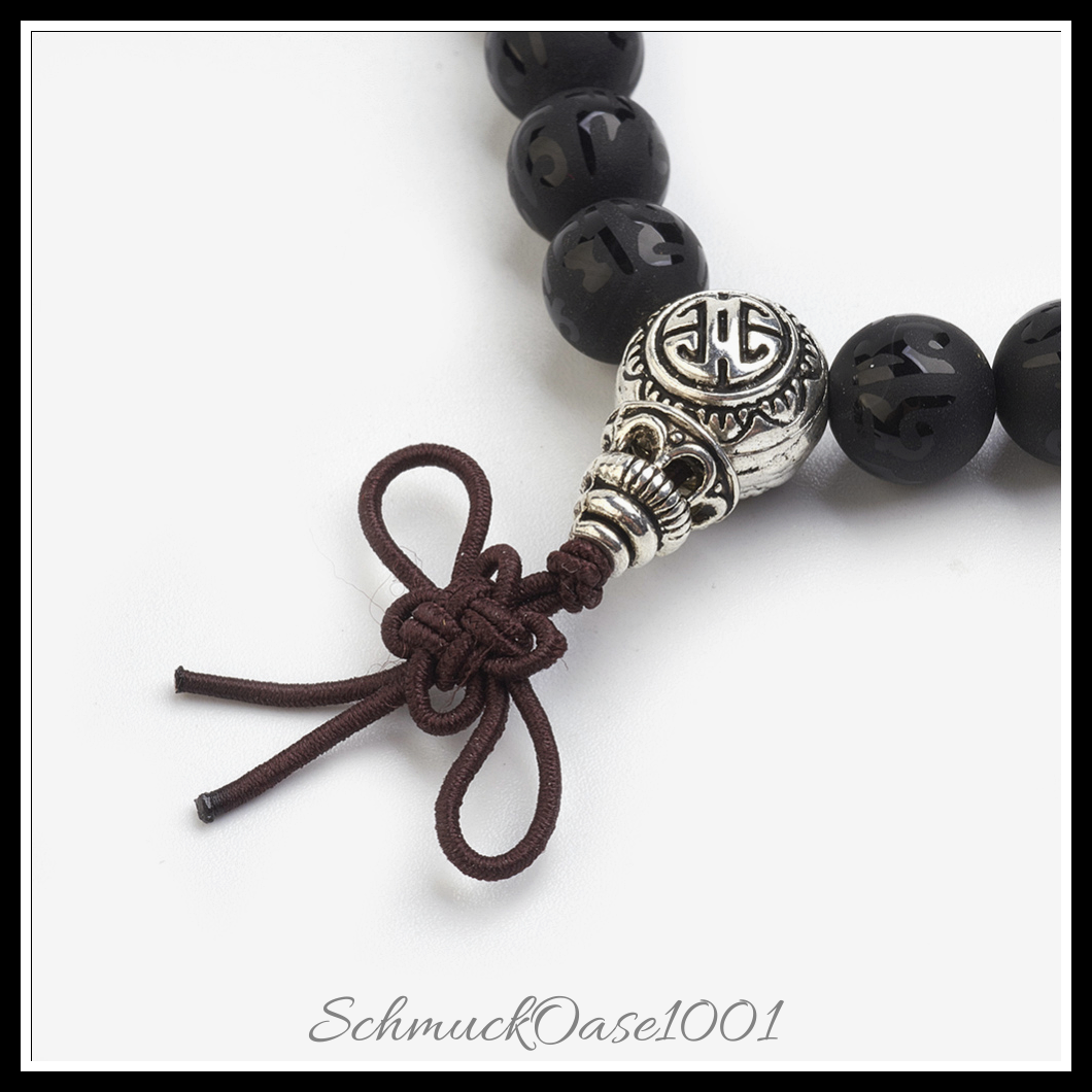 Naturachat stretch-armband mit guru-perlen-set