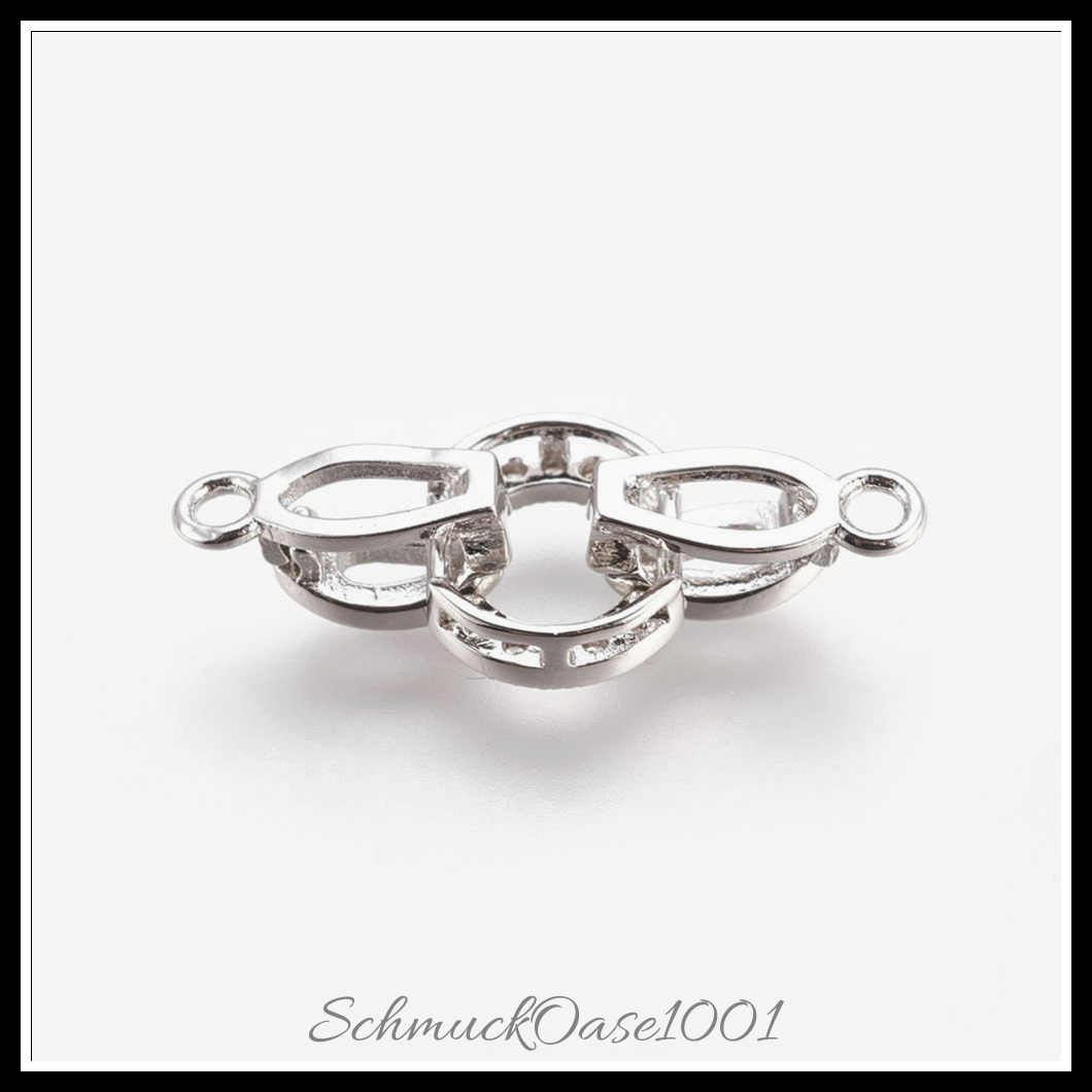 Messing-klammern mikro pflastern zirkonia, oval, echt platiniert – 2 sets, aus transparent in der farbe messing, klammern, mikro pflastern, zirkonia, oval, echt platiniert und größe 22.5 mm innen: 3 mm und 4 mm 2 sets, perfekt für die herstellung individueller ketten und armbänder
