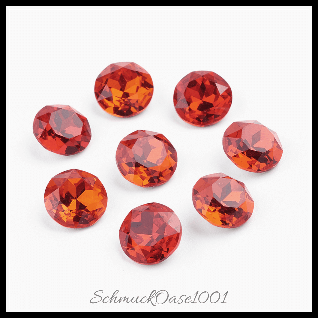 K9 glasrhinestone cabochons – klasse a – facettiert – flachrund – farbig – 10mm – 24 stück, in der farbe k9 glasrhinestone, klasse a, facettiert, flachrund