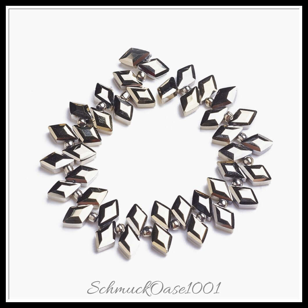 Galvanisierte glasperlen – karoform / 8x13x4.7 mm – 1 strang, zusätzliches detailbild, ausdrucksstark und ideal für auffällige designs