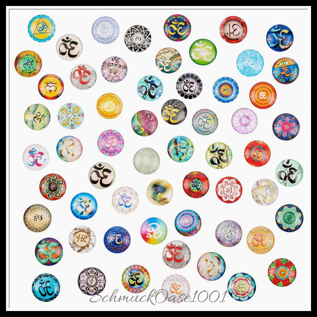Chakra glas-cabochons – selbstklebend – 25 mm – 50 stück in den größen -