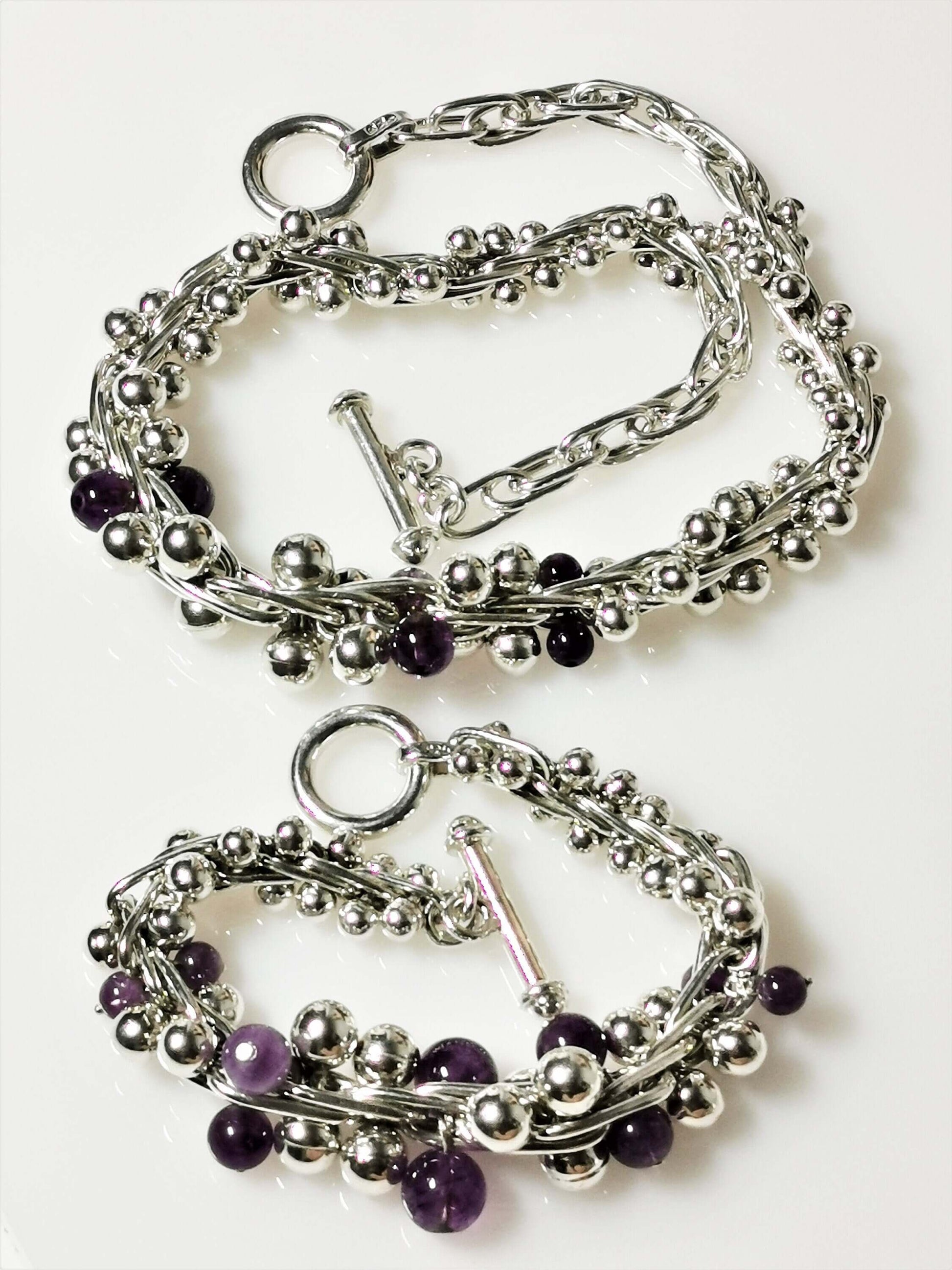 Luxuriöses amethyst-armband aus 925 sterling silber – rhodiniert, handgearbeitet, zusätzliches detailbild