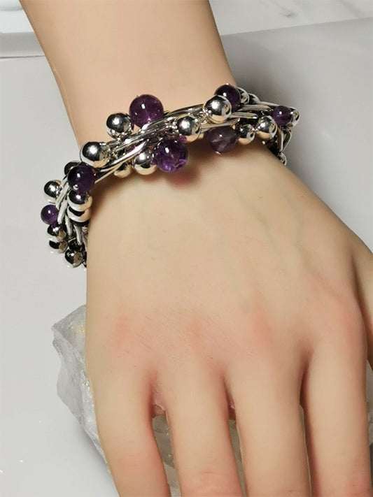 Luxuriöses amethyst-armband aus 925 sterling silber – rhodiniert, handgearbeitet, zusätzliches detailbild