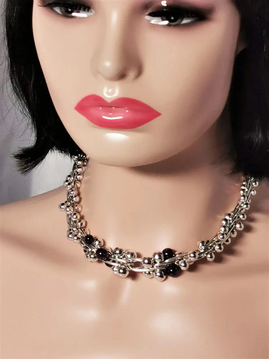 Luxuriöses amethyst-collier aus 925 sterling silber – rhodiniert, handgearbeitet, zusätzliches detailbild